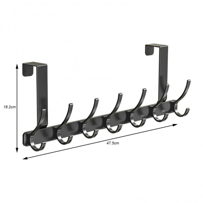 Over Door Hook with 5/6/7 Hooks Punch Free Removable Heavy Duty Carbon Steel Door Back Mount Hanging Coat Towel Bag Hat Scarf Organizer Rack Hanger Home Supplies