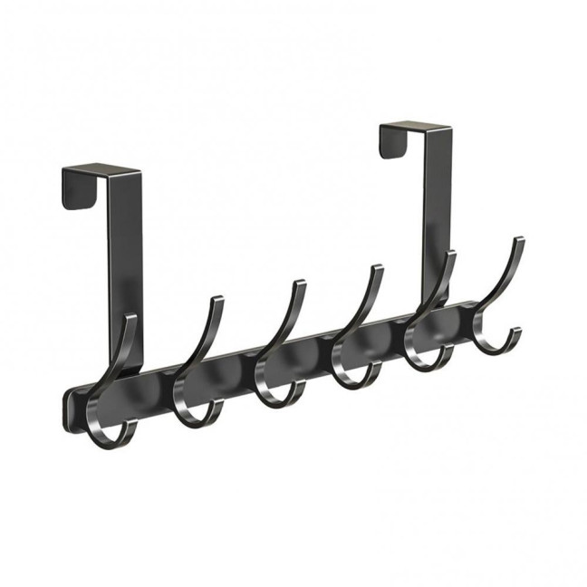 Over Door Hook with 5/6/7 Hooks Punch Free Removable Heavy Duty Carbon Steel Door Back Mount Hanging Coat Towel Bag Hat Scarf Organizer Rack Hanger Home Supplies