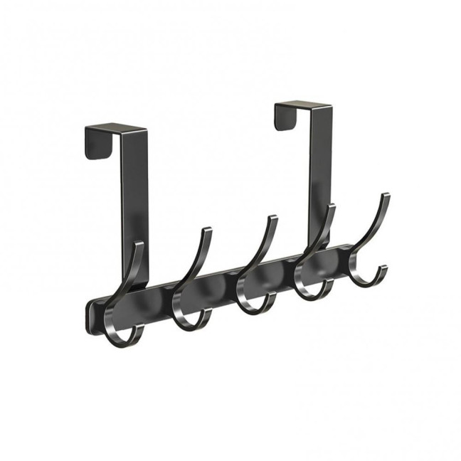 Over Door Hook with 5/6/7 Hooks Punch Free Removable Heavy Duty Carbon Steel Door Back Mount Hanging Coat Towel Bag Hat Scarf Organizer Rack Hanger Home Supplies
