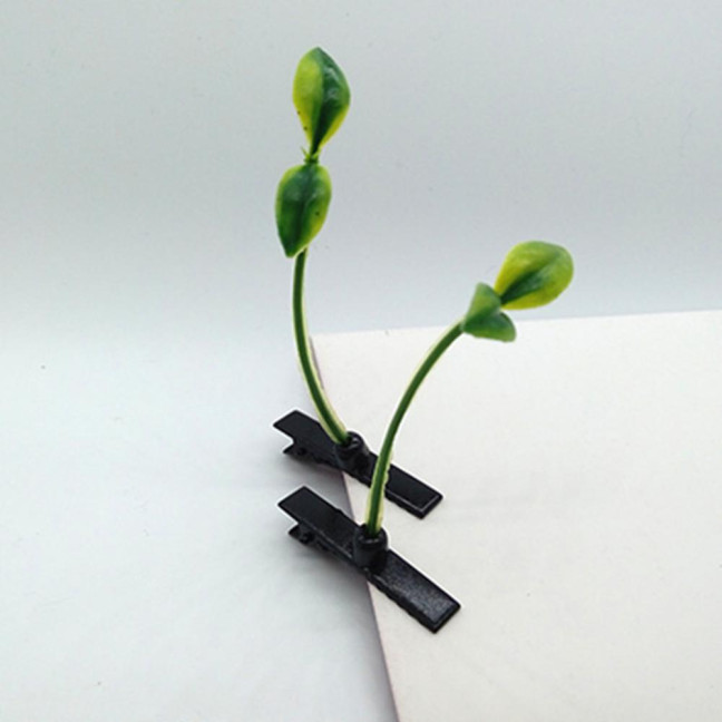 100 Pcs Bean Sprout Hair Clips Plant Hairpins Anti-slip Fake Leaf Funny Shape Long Green Sprout Decor Adult Children Hair Decoration Hair Clips 