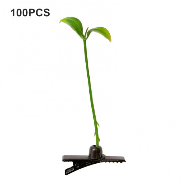 100 Pcs Bean Sprout Hair Clips Plant Hairpins Anti-slip Fake Leaf Funny Shape Long Green Sprout Decor Adult Children Hair Decoration Hair Clips 