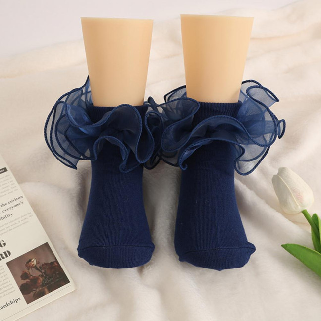 1 Pair Children Socks Lolita Princess Style Floral Lace Decor Solid Color Soft Breathable Elastic Anti-slip Ballet Dancing Performance Socks 