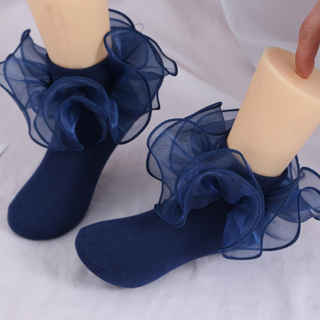 1 Pair Children Socks Lolita Princess Style Floral Lace Decor Solid Color Soft Breathable Elastic Anti-slip Ballet Dancing Performance Socks 