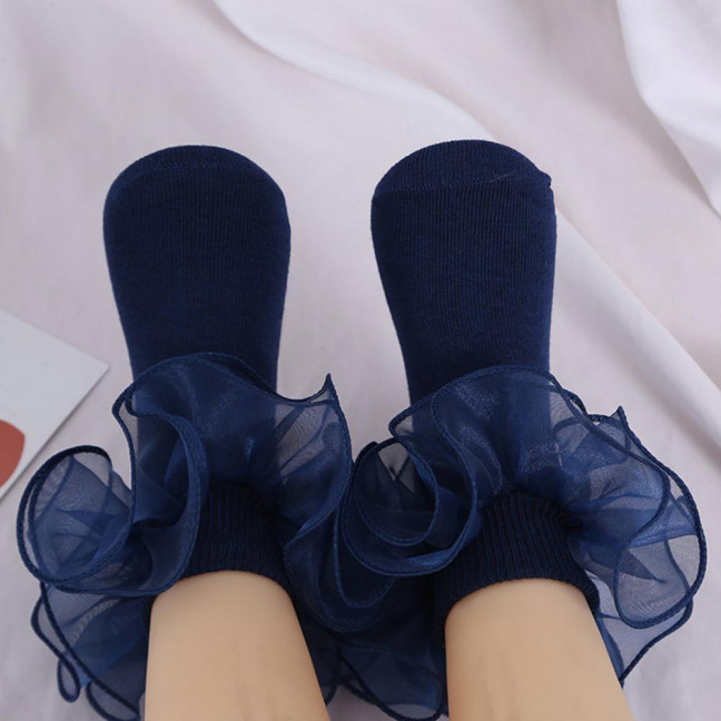 1 Pair Children Socks Lolita Princess Style Floral Lace Decor Solid Color Soft Breathable Elastic Anti-slip Ballet Dancing Performance Socks 