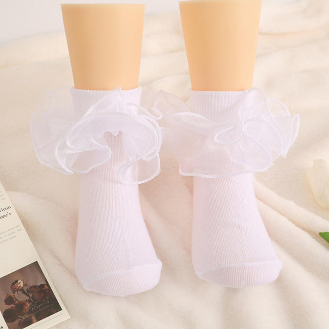 1 Pair Children Socks Lolita Princess Style Floral Lace Decor Solid Color Soft Breathable Elastic Anti-slip Ballet Dancing Performance Socks 