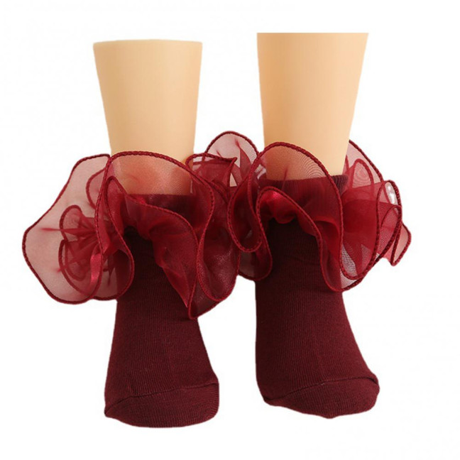 1 Pair Children Socks Lolita Princess Style Floral Lace Decor Solid Color Soft Breathable Elastic Anti-slip Ballet Dancing Performance Socks 