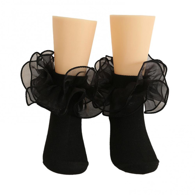 1 Pair Children Socks Lolita Princess Style Floral Lace Decor Solid Color Soft Breathable Elastic Anti-slip Ballet Dancing Performance Socks 