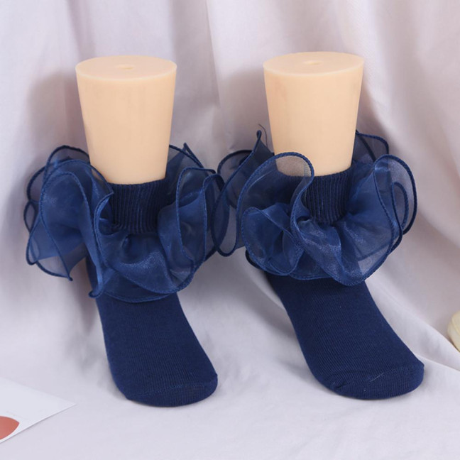 1 Pair Children Socks Lolita Princess Style Floral Lace Decor Solid Color Soft Breathable Elastic Anti-slip Ballet Dancing Performance Socks 