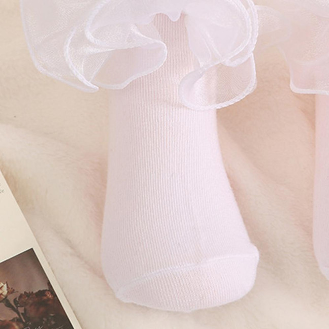 1 Pair Children Socks Lolita Princess Style Floral Lace Decor Solid Color Soft Breathable Elastic Anti-slip Ballet Dancing Performance Socks 