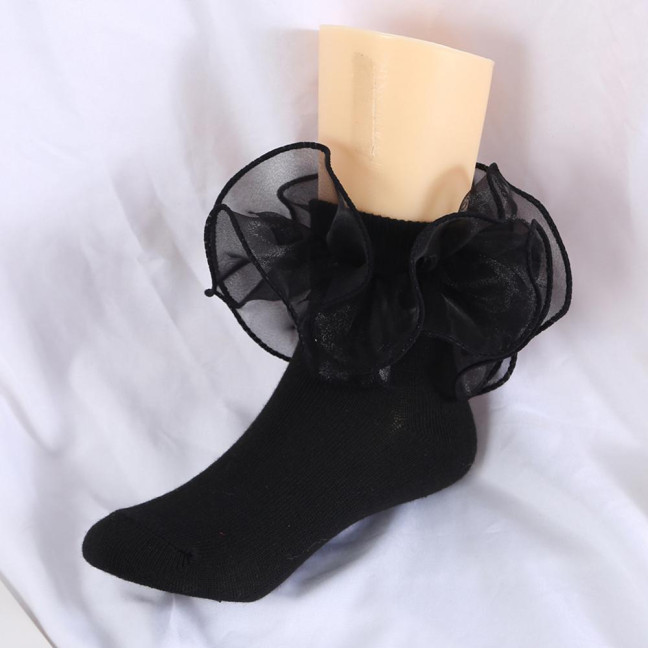 1 Pair Children Socks Lolita Princess Style Floral Lace Decor Solid Color Soft Breathable Elastic Anti-slip Ballet Dancing Performance Socks 