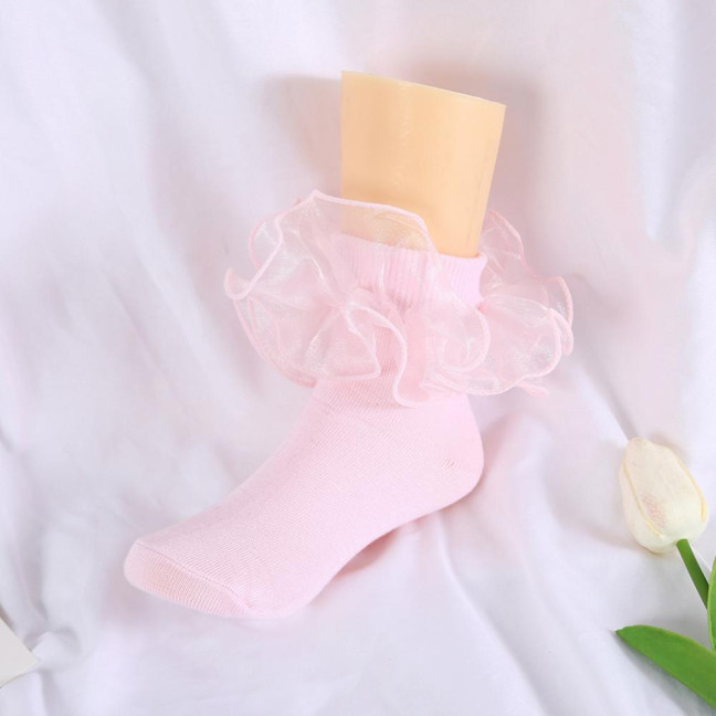 1 Pair Children Socks Lolita Princess Style Floral Lace Decor Solid Color Soft Breathable Elastic Anti-slip Ballet Dancing Performance Socks 