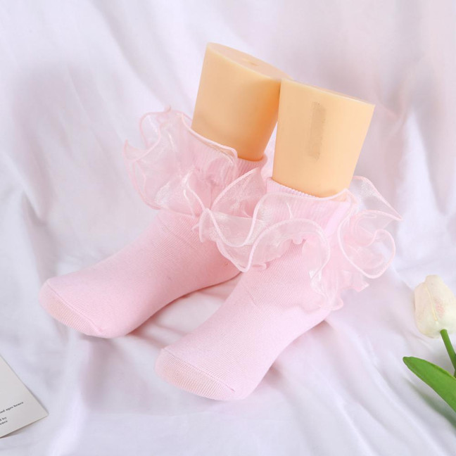 1 Pair Children Socks Lolita Princess Style Floral Lace Decor Solid Color Soft Breathable Elastic Anti-slip Ballet Dancing Performance Socks 