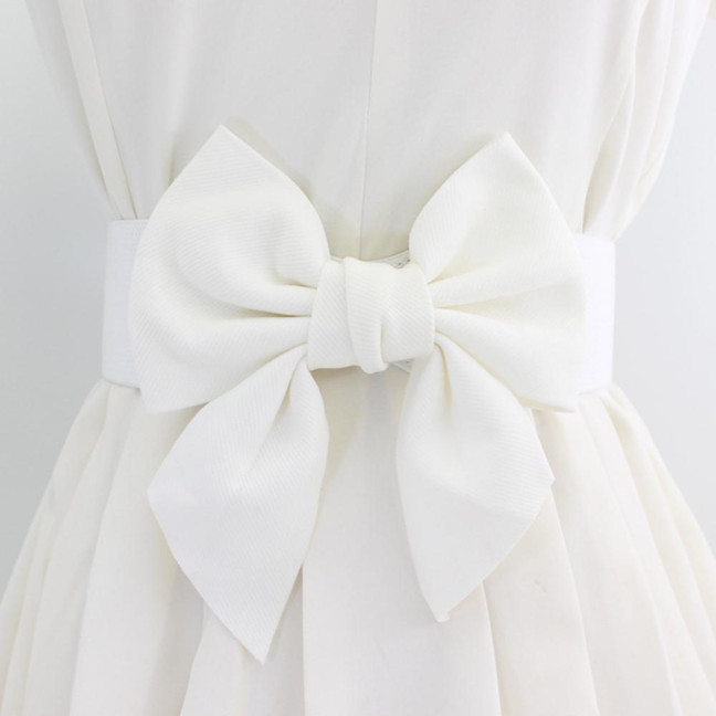 Women Elegant Large Bowknot Elastic Belt Dress Decorative Versatile Wide Belt Elastic Waistband Decoration