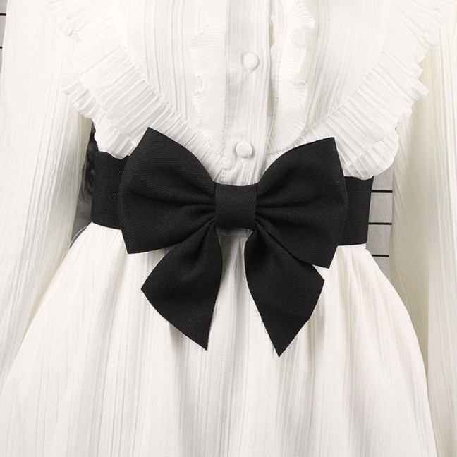 Women Elegant Large Bowknot Elastic Belt Dress Decorative Versatile Wide Belt Elastic Waistband Decoration