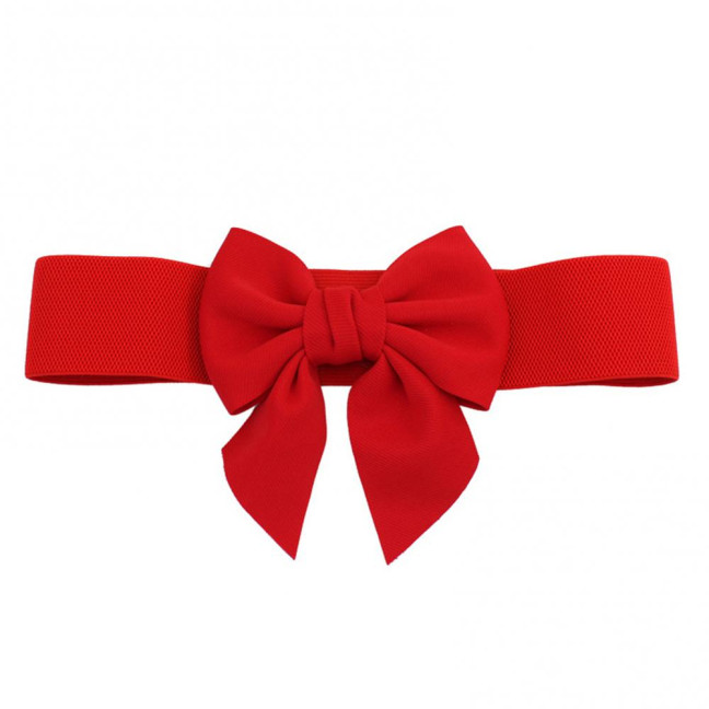 Women Elegant Large Bowknot Elastic Belt Dress Decorative Versatile Wide Belt Elastic Waistband Decoration