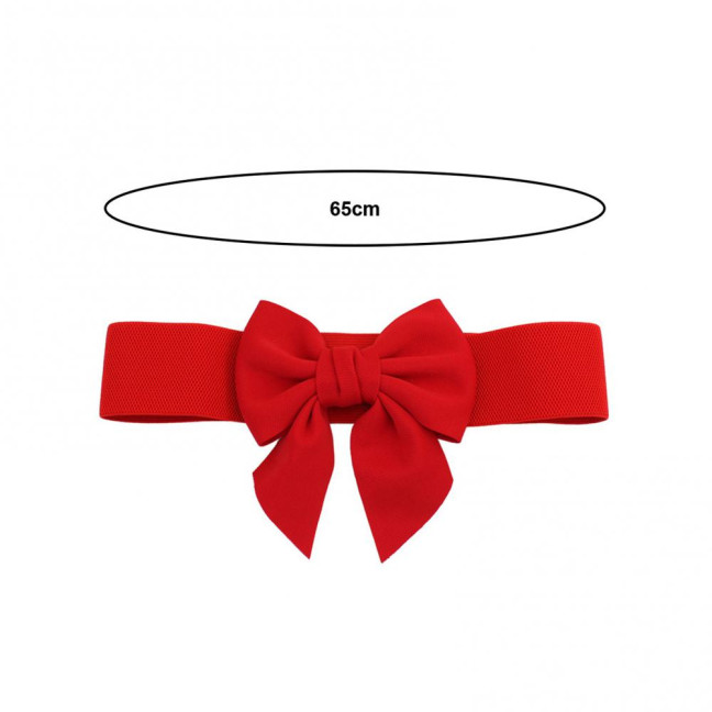 Women Elegant Large Bowknot Elastic Belt Dress Decorative Versatile Wide Belt Elastic Waistband Decoration