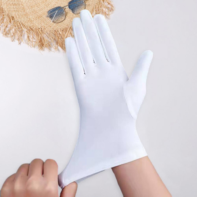 1 Pair Unsiex Winter Gloves Five Fingers Solid Color Elastic Anti-slip Sun Protection Breathable Soft Stage Performance Auction Ritual Girl Gloves Fall Spring Gloves 