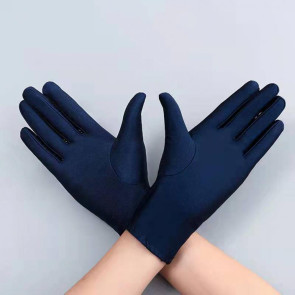 1 Pair Unsiex Winter Gloves Five Fingers Solid Color Elastic Anti-slip Sun Protection Breathable Soft Stage Performance Auction Ritual Girl Gloves Fall Spring Gloves 