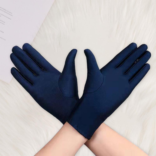 1 Pair Unsiex Winter Gloves Five Fingers Solid Color Elastic Anti-slip Sun Protection Breathable Soft Stage Performance Auction Ritual Girl Gloves Fall Spring Gloves 