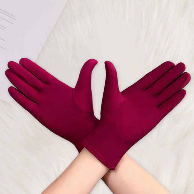 1 Pair Unsiex Winter Gloves Five Fingers Solid Color Elastic Anti-slip Sun Protection Breathable Soft Stage Performance Auction Ritual Girl Gloves Fall Spring Gloves 
