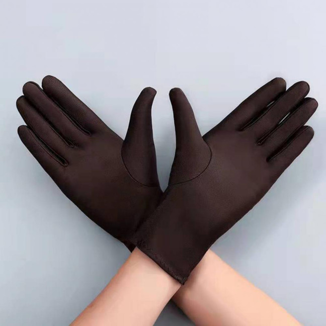 1 Pair Unsiex Winter Gloves Five Fingers Solid Color Elastic Anti-slip Sun Protection Breathable Soft Stage Performance Auction Ritual Girl Gloves Fall Spring Gloves 