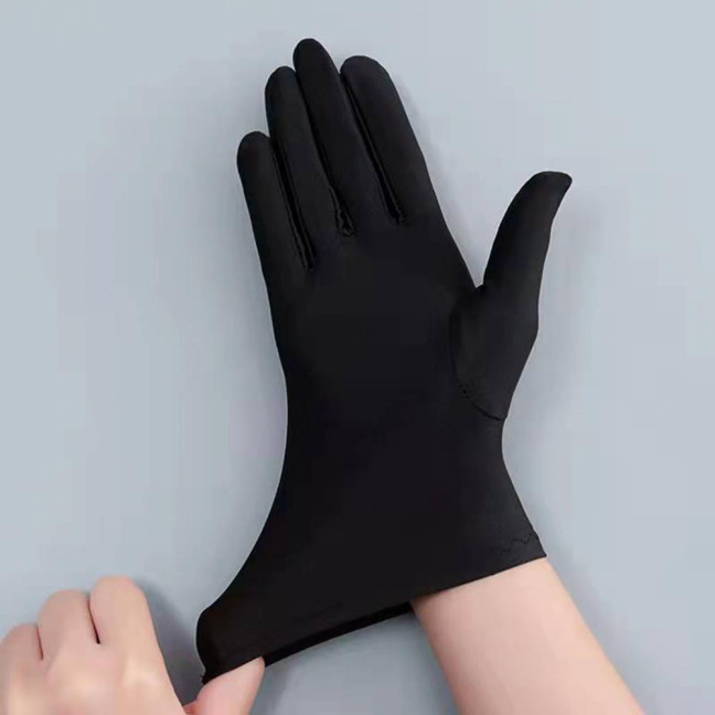 1 Pair Unsiex Winter Gloves Five Fingers Solid Color Elastic Anti-slip Sun Protection Breathable Soft Stage Performance Auction Ritual Girl Gloves Fall Spring Gloves 