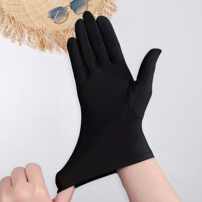 1 Pair Unsiex Winter Gloves Five Fingers Solid Color Elastic Anti-slip Sun Protection Breathable Soft Stage Performance Auction Ritual Girl Gloves Fall Spring Gloves 