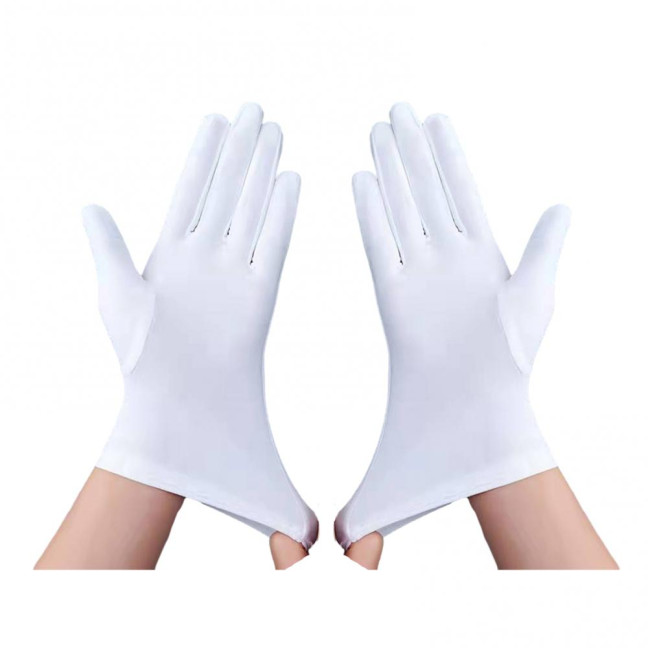 1 Pair Unsiex Winter Gloves Five Fingers Solid Color Elastic Anti-slip Sun Protection Breathable Soft Stage Performance Auction Ritual Girl Gloves Fall Spring Gloves 