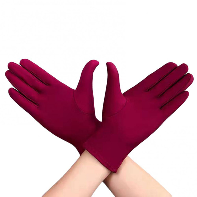1 Pair Unsiex Winter Gloves Five Fingers Solid Color Elastic Anti-slip Sun Protection Breathable Soft Stage Performance Auction Ritual Girl Gloves Fall Spring Gloves 