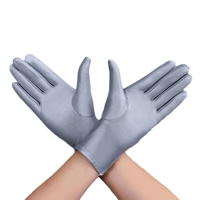 1 Pair Unsiex Winter Gloves Five Fingers Solid Color Elastic Anti-slip Sun Protection Breathable Soft Stage Performance Auction Ritual Girl Gloves Fall Spring Gloves 