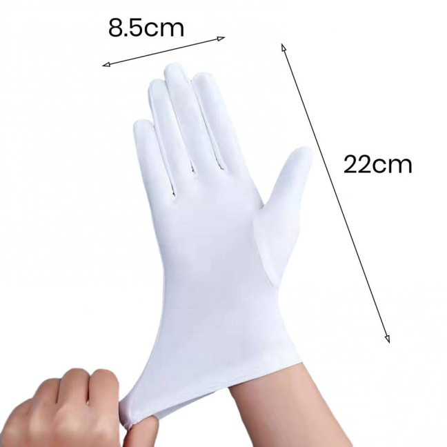 1 Pair Unsiex Winter Gloves Five Fingers Solid Color Elastic Anti-slip Sun Protection Breathable Soft Stage Performance Auction Ritual Girl Gloves Fall Spring Gloves 