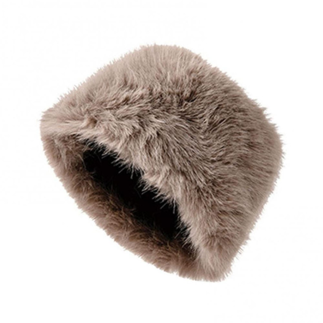 Women Winter Hat Faux Fur Soft Thick Elastic Anti-slip Warm Windproof No Brim Solid Color Ear Protection Basin Hat Outdoor Hunting Cap 