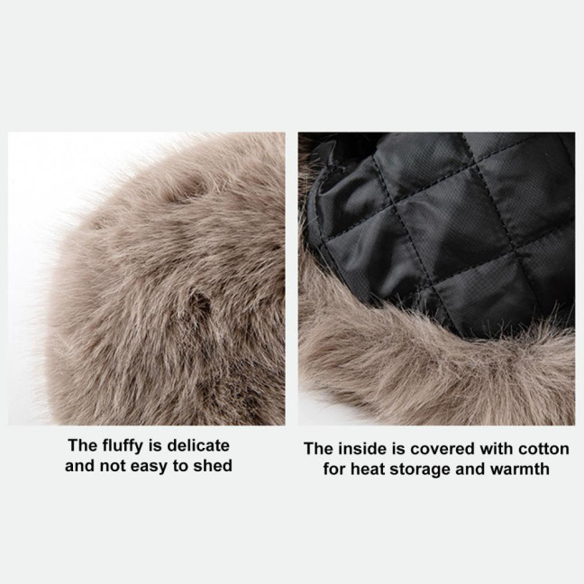 Women Winter Hat Faux Fur Soft Thick Elastic Anti-slip Warm Windproof No Brim Solid Color Ear Protection Basin Hat Outdoor Hunting Cap 