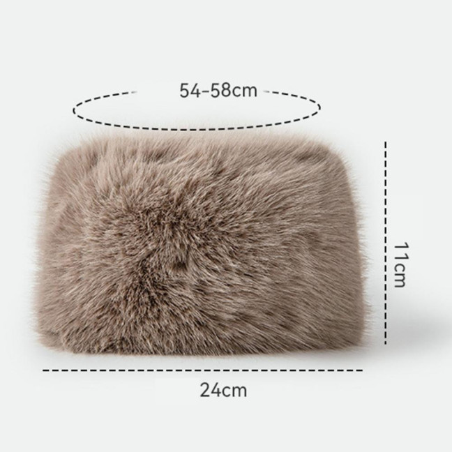 Women Winter Hat Faux Fur Soft Thick Elastic Anti-slip Warm Windproof No Brim Solid Color Ear Protection Basin Hat Outdoor Hunting Cap 