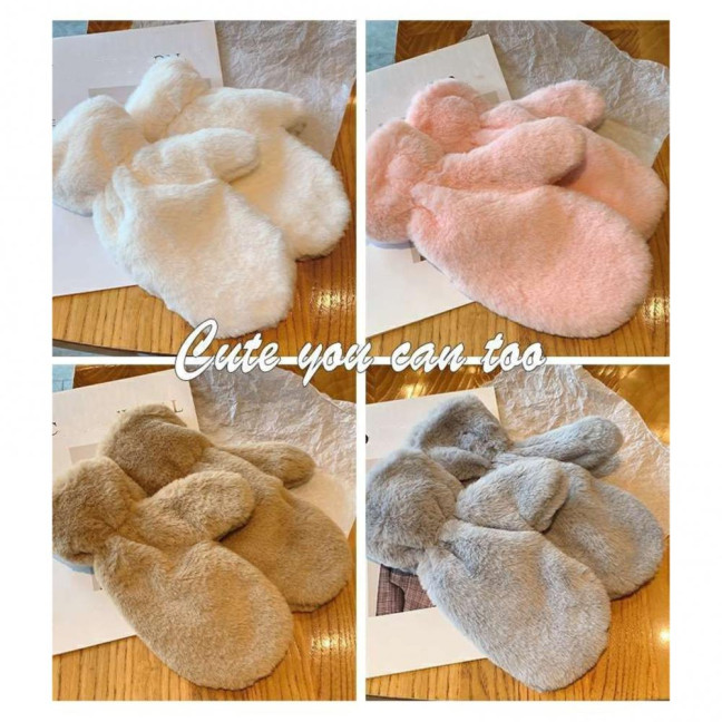 1 Pair Ladies Winter Mittens Thickened Soft Plush Solid Color Cozy Anti-slip Elastic Windproof Heat Retention Warm Lady Outdoor Gloves 