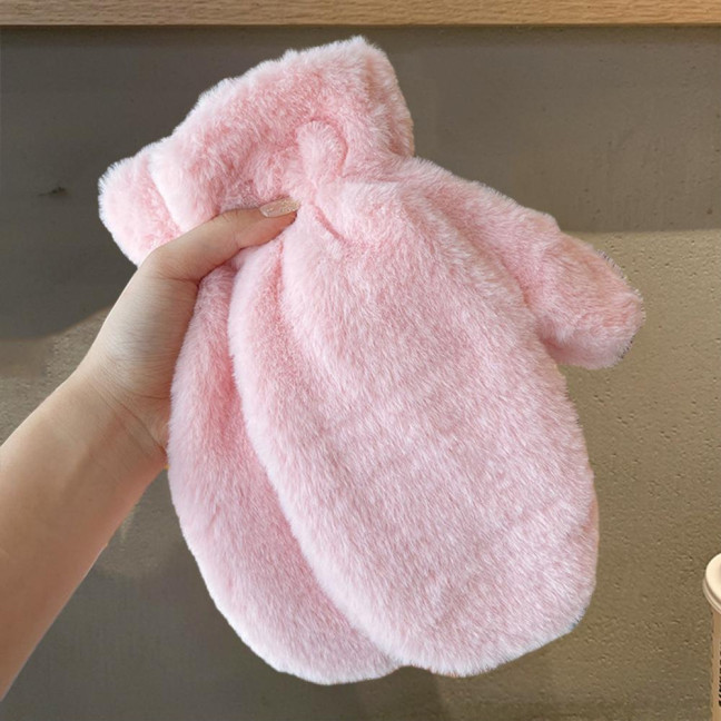 1 Pair Ladies Winter Mittens Thickened Soft Plush Solid Color Cozy Anti-slip Elastic Windproof Heat Retention Warm Lady Outdoor Gloves 