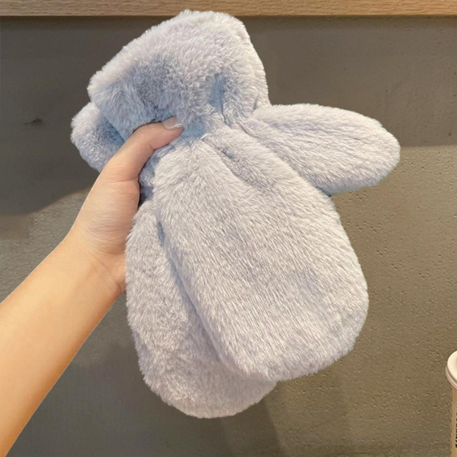 1 Pair Ladies Winter Mittens Thickened Soft Plush Solid Color Cozy Anti-slip Elastic Windproof Heat Retention Warm Lady Outdoor Gloves 