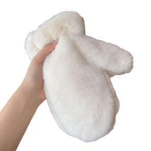 1 Pair Ladies Winter Mittens Thickened Soft Plush Solid Color Cozy Anti-slip Elastic Windproof Heat Retention Warm Lady Outdoor Gloves 