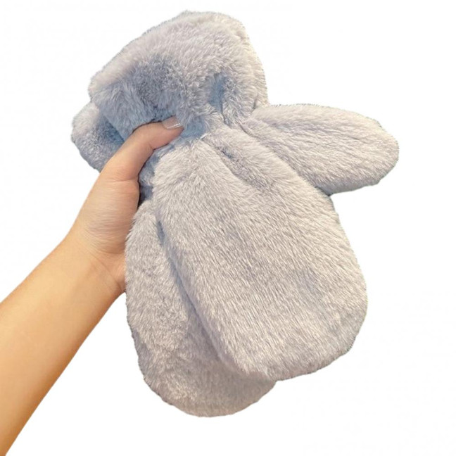 1 Pair Ladies Winter Mittens Thickened Soft Plush Solid Color Cozy Anti-slip Elastic Windproof Heat Retention Warm Lady Outdoor Gloves 