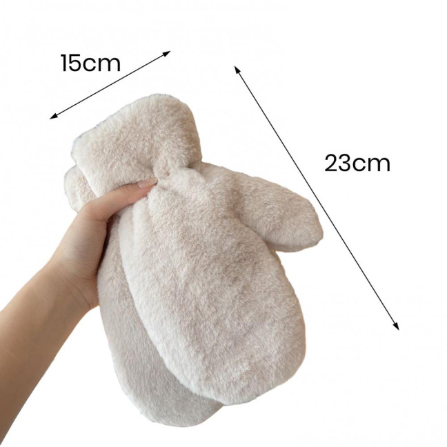 1 Pair Ladies Winter Mittens Thickened Soft Plush Solid Color Cozy Anti-slip Elastic Windproof Heat Retention Warm Lady Outdoor Gloves 