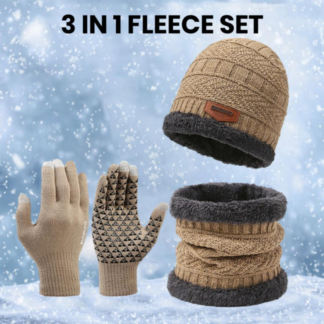 1 Set Men Winter Hat Scarf Gloves Set Thick Knitted Soft Warm Elastic Colorful Ear Protection Five Fingers Windproof Winter Outdoor Cycling Cap Neck Warp Gloves Set