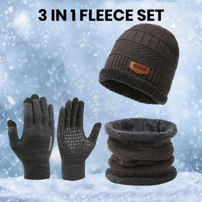 1 Set Men Winter Hat Scarf Gloves Set Thick Knitted Soft Warm Elastic Colorful Ear Protection Five Fingers Windproof Winter Outdoor Cycling Cap Neck Warp Gloves Set