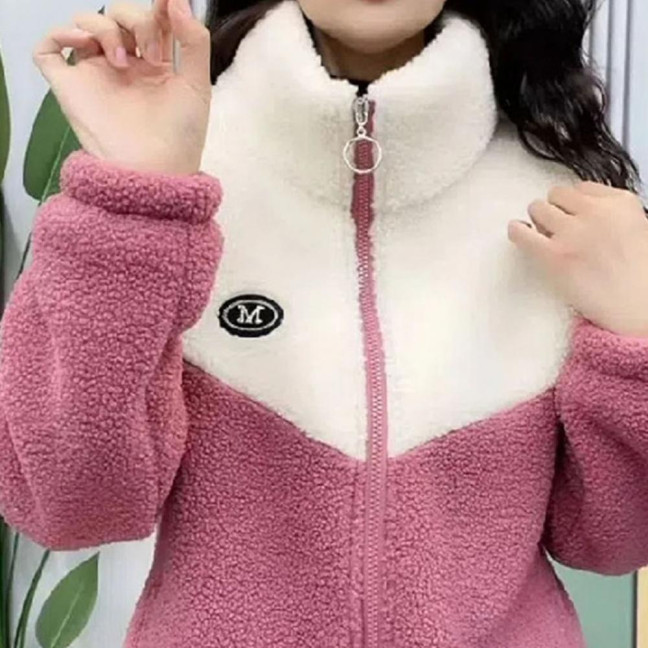 Women Winter Fall Coat Thickened Plush Color Matching Stand Collar Zipper Closure Long Sleeve Casual Cardigan Warm Heat Retention Pockets Lady Plus Size Jacket Women Winter Fall Coat Thickened Plush Color Matching Stand Collar Zipper Closure Long Sleeve Casual Cardigan Warm Heat Retention Pockets Lady Plus Size Jacket