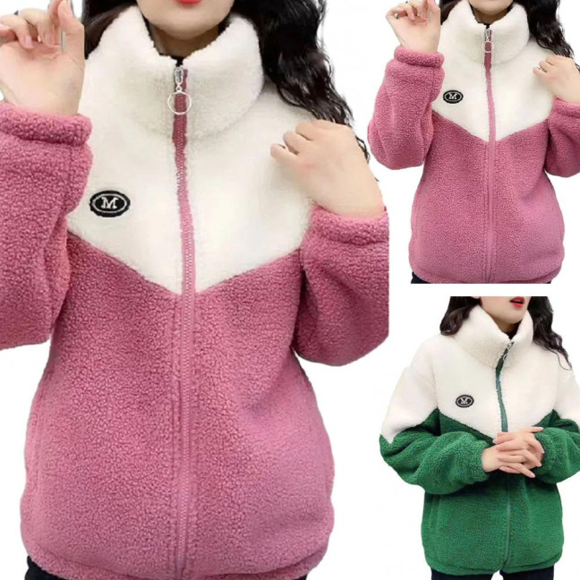 Women Winter Fall Coat Thickened Plush Color Matching Stand Collar Zipper Closure Long Sleeve Casual Cardigan Warm Heat Retention Pockets Lady Plus Size Jacket Women Winter Fall Coat Thickened Plush Color Matching Stand Collar Zipper Closure Long Sleeve Casual Cardigan Warm Heat Retention Pockets Lady Plus Size Jacket