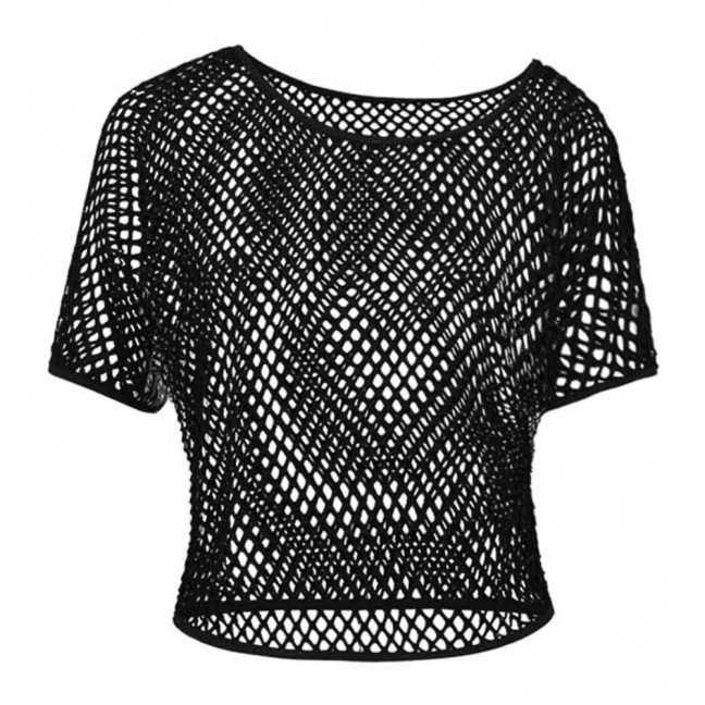 2Pcs/Set Women Mesh Top Vest Set Bright Color O-Neck Short Sleeve Mesh Cropped Tops Racerback Pullover Vest Set 2Pcs/Set Women Mesh Top Vest Set Bright Color O-Neck Short Sleeve Mesh Cropped Tops Racerback Pullover Vest Set