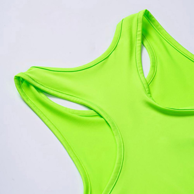 2Pcs/Set Women Mesh Top Vest Set Bright Color O-Neck Short Sleeve Mesh Cropped Tops Racerback Pullover Vest Set 2Pcs/Set Women Mesh Top Vest Set Bright Color O-Neck Short Sleeve Mesh Cropped Tops Racerback Pullover Vest Set