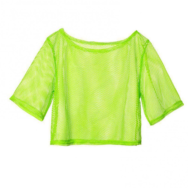 2Pcs/Set Women Mesh Top Vest Set Bright Color O-Neck Short Sleeve Mesh Cropped Tops Racerback Pullover Vest Set 2Pcs/Set Women Mesh Top Vest Set Bright Color O-Neck Short Sleeve Mesh Cropped Tops Racerback Pullover Vest Set