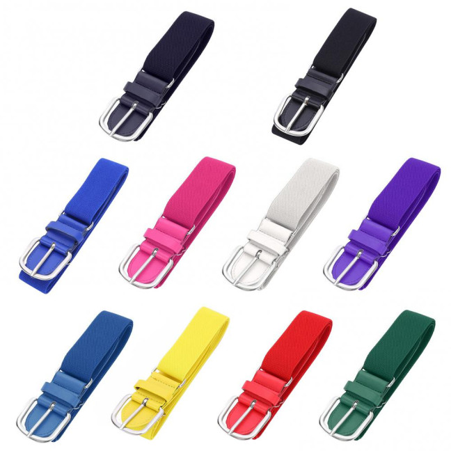 Adult Baseball Belt Elastic Band Adjustable Length Imitation Leather Baseball Softball Belt Unisex Vibrant Color Waistband