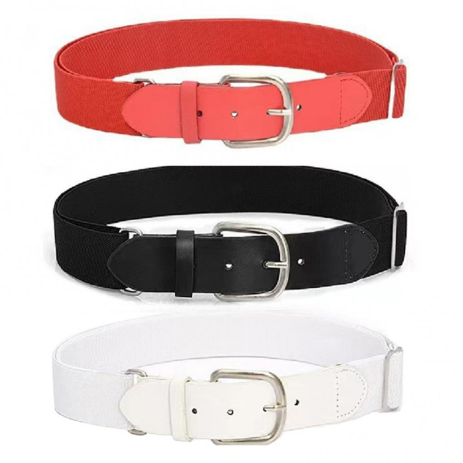 Adult Baseball Belt Elastic Band Adjustable Length Imitation Leather Baseball Softball Belt Unisex Vibrant Color Waistband