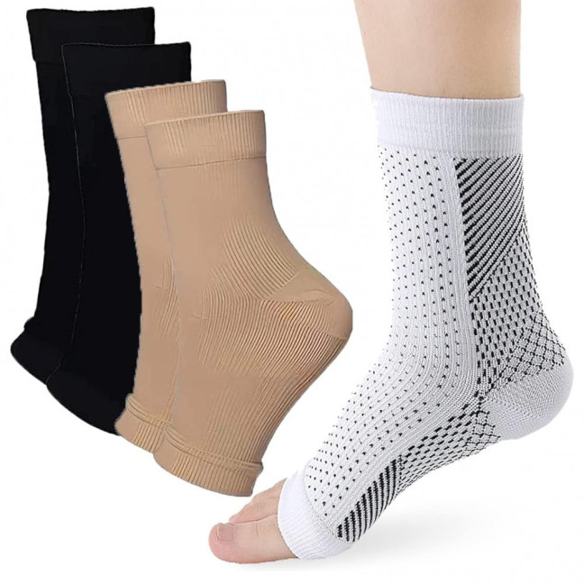 1 Pair Unisex Compression Ankle Cuffs Mid-tube High Elasticity Open-toe Socks Neuropathy Ankle Sleeves Sport Ankle Support for Unrestricted Movement And Improved Circulation